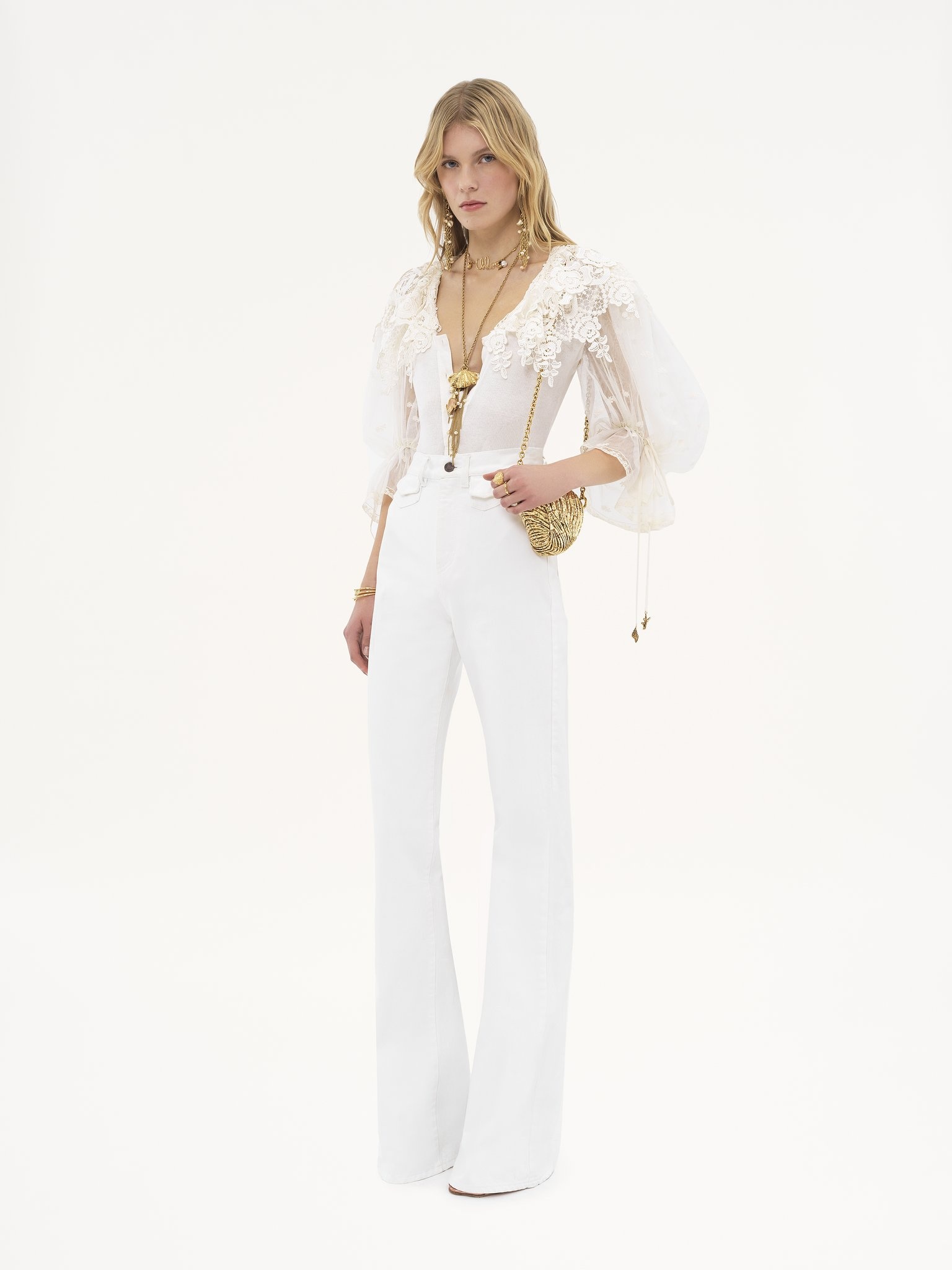 PUFF-SLEEVE BODYSUIT IN GUIPURE LACE COTTON MIX - 3