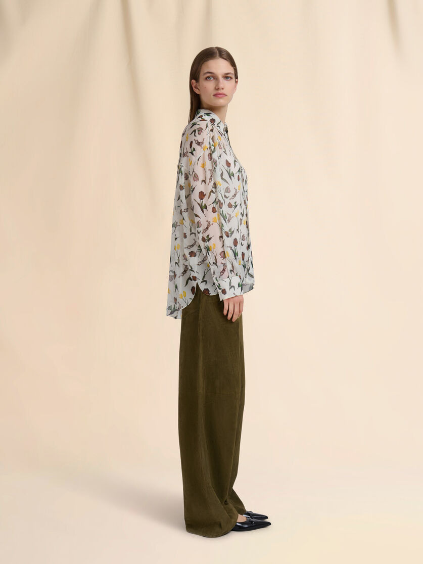 DEEP GREEN SUEDE TWISTED TROUSERS - 5