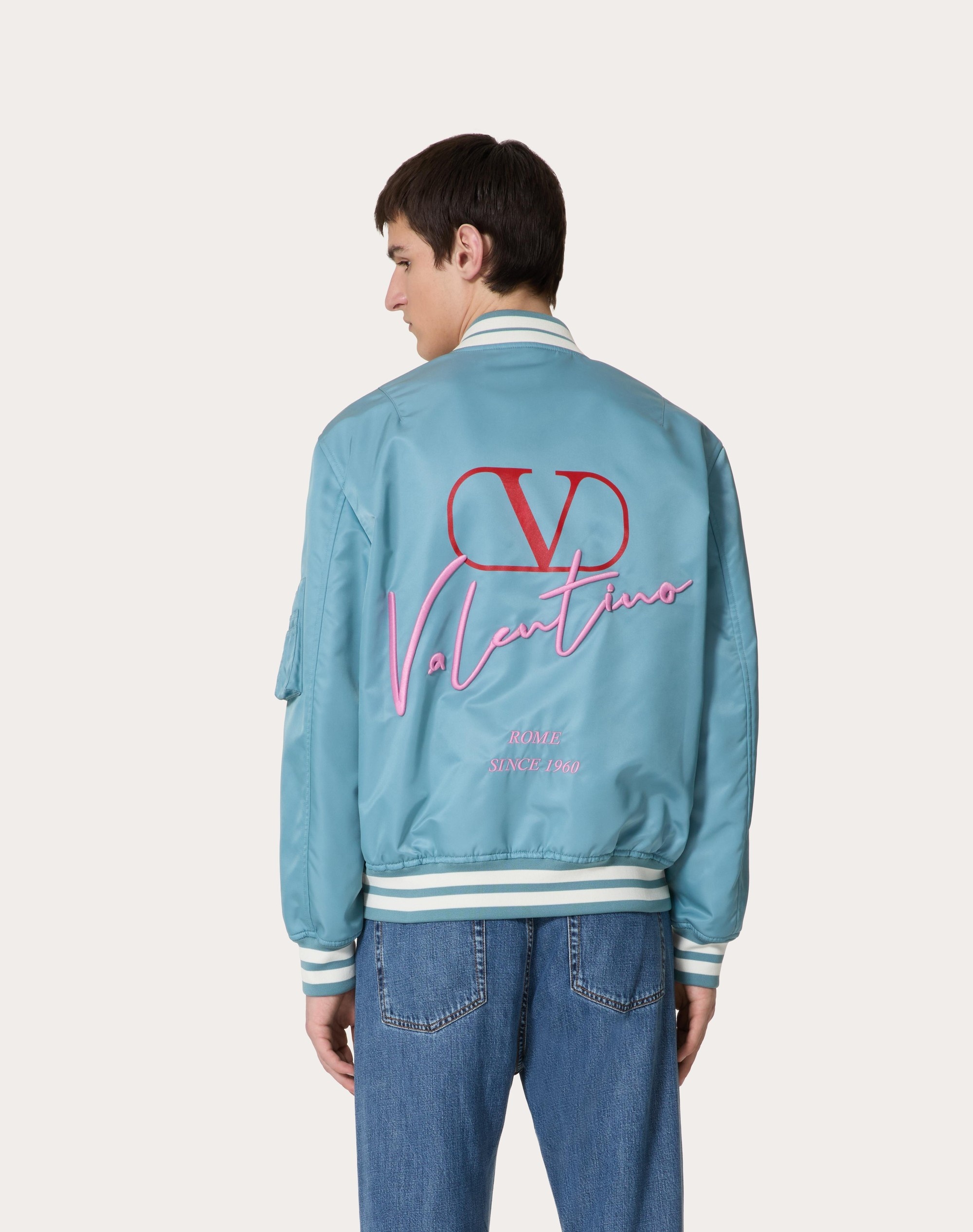 NYLON BOMBER JACKET WITH VALENTINO EMBROIDERY AND VLOGO SIGNATURE PRINT - 4