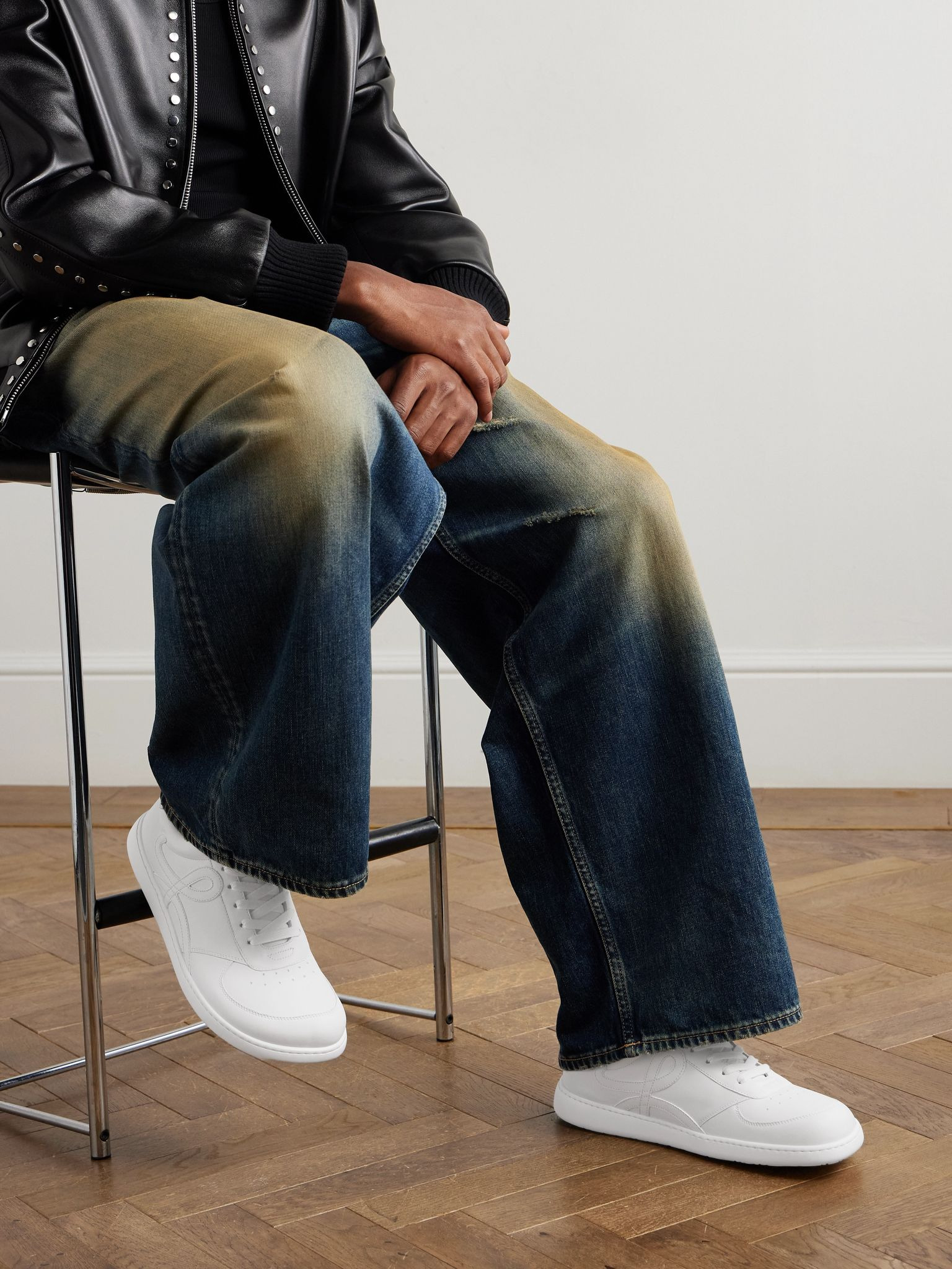 Jambo Logo-Appliquéd Leather Sneakers White - 2
