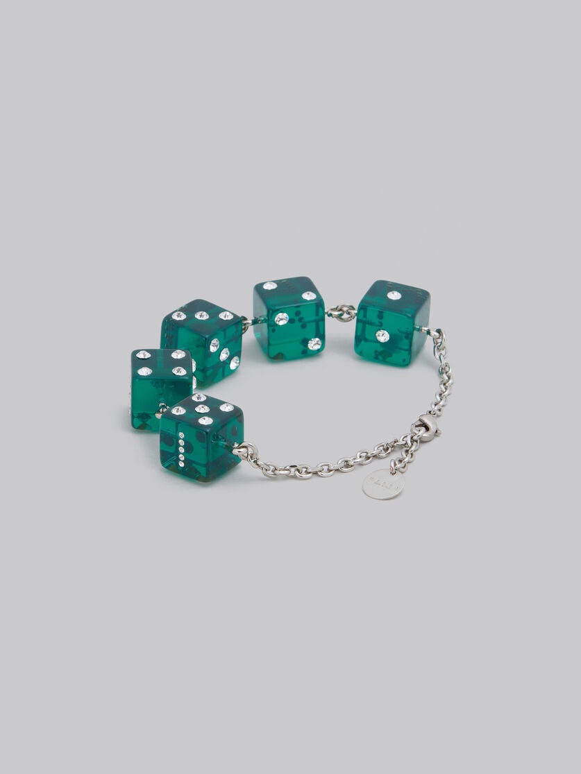LARGE RHINESTONE DICE CHARM BRACELET - 3