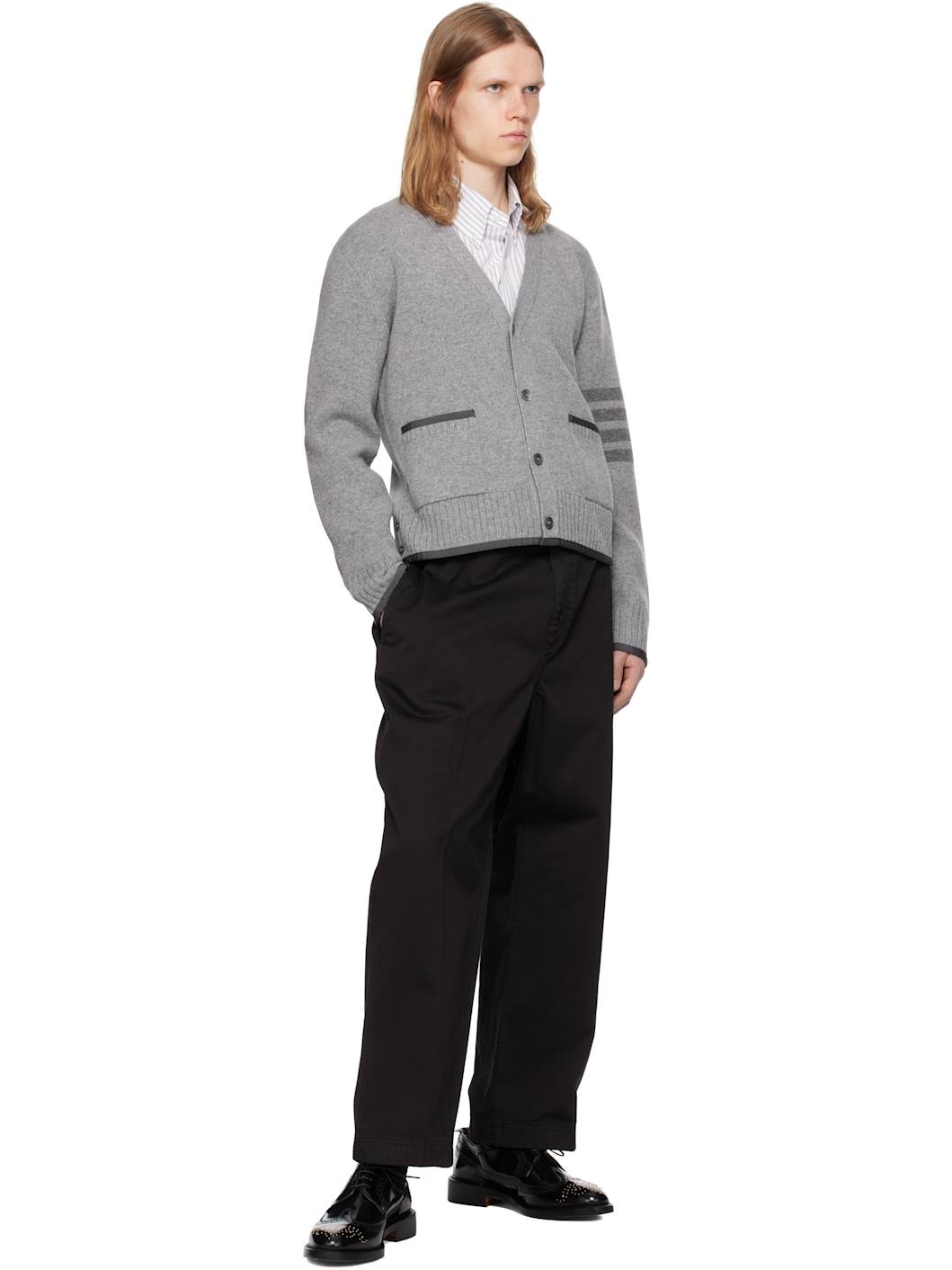 Gray Milano Stitch V Neck Cardigan - 4