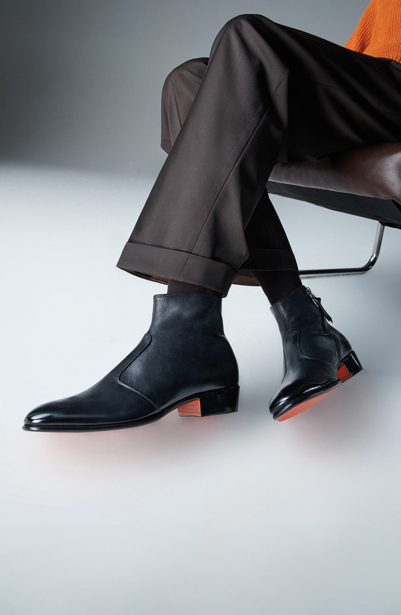 Santoni Adrian Zip-Up Boot in Black at Nordstrom - 6