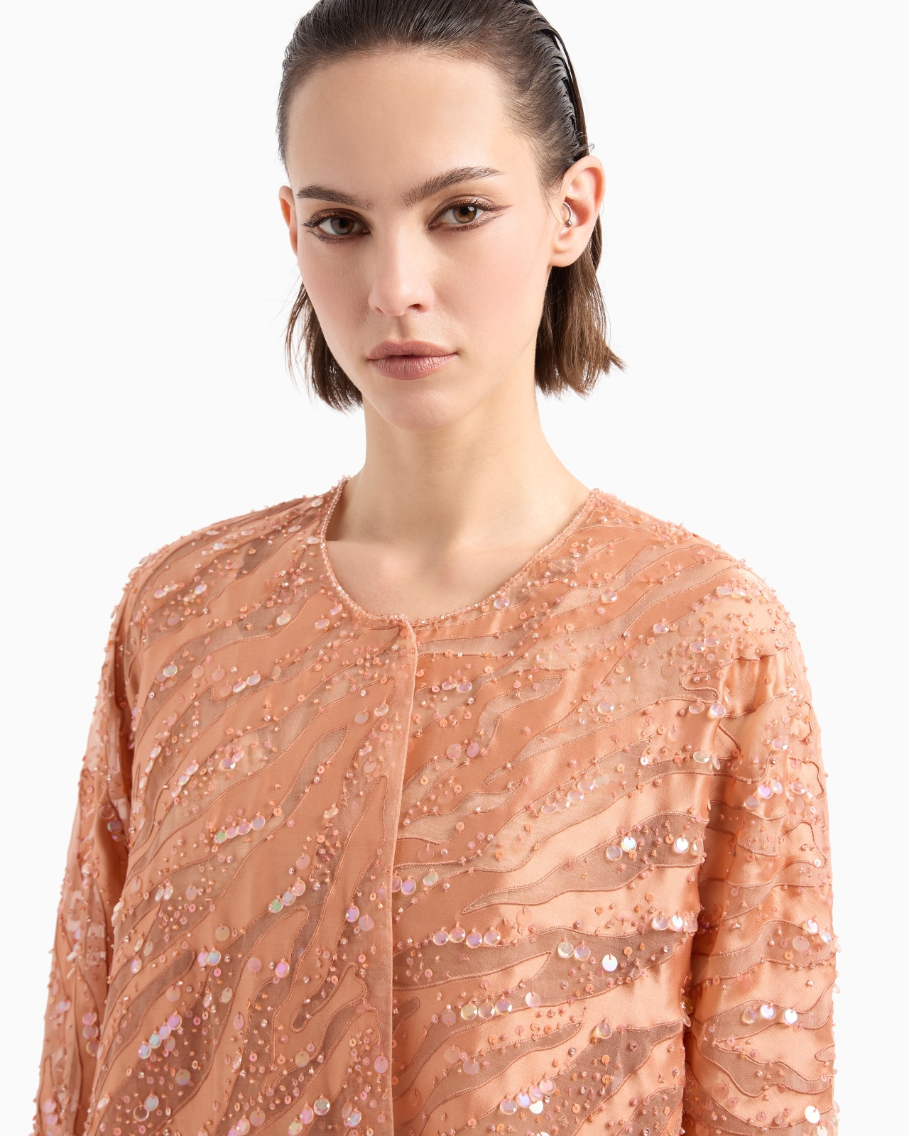 ORGANZA SHIRT WITH ANIMAL SKIN MOTIF EMBROIDERY - 5