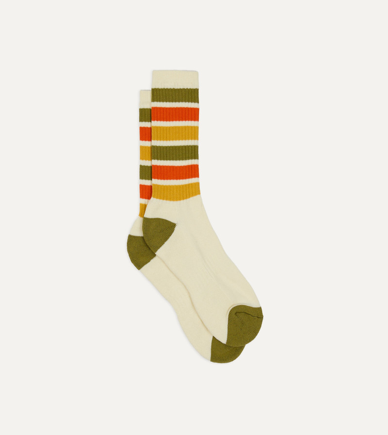 Olive, Yellow and Orange Striped Sport Socks 1