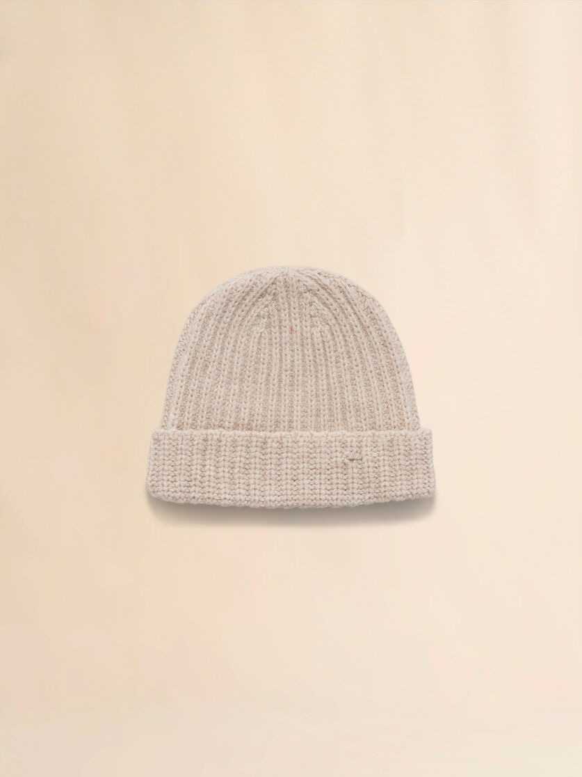 OAT SHETLAND WOOL BEANIE WITH MARNI MENDING - 3