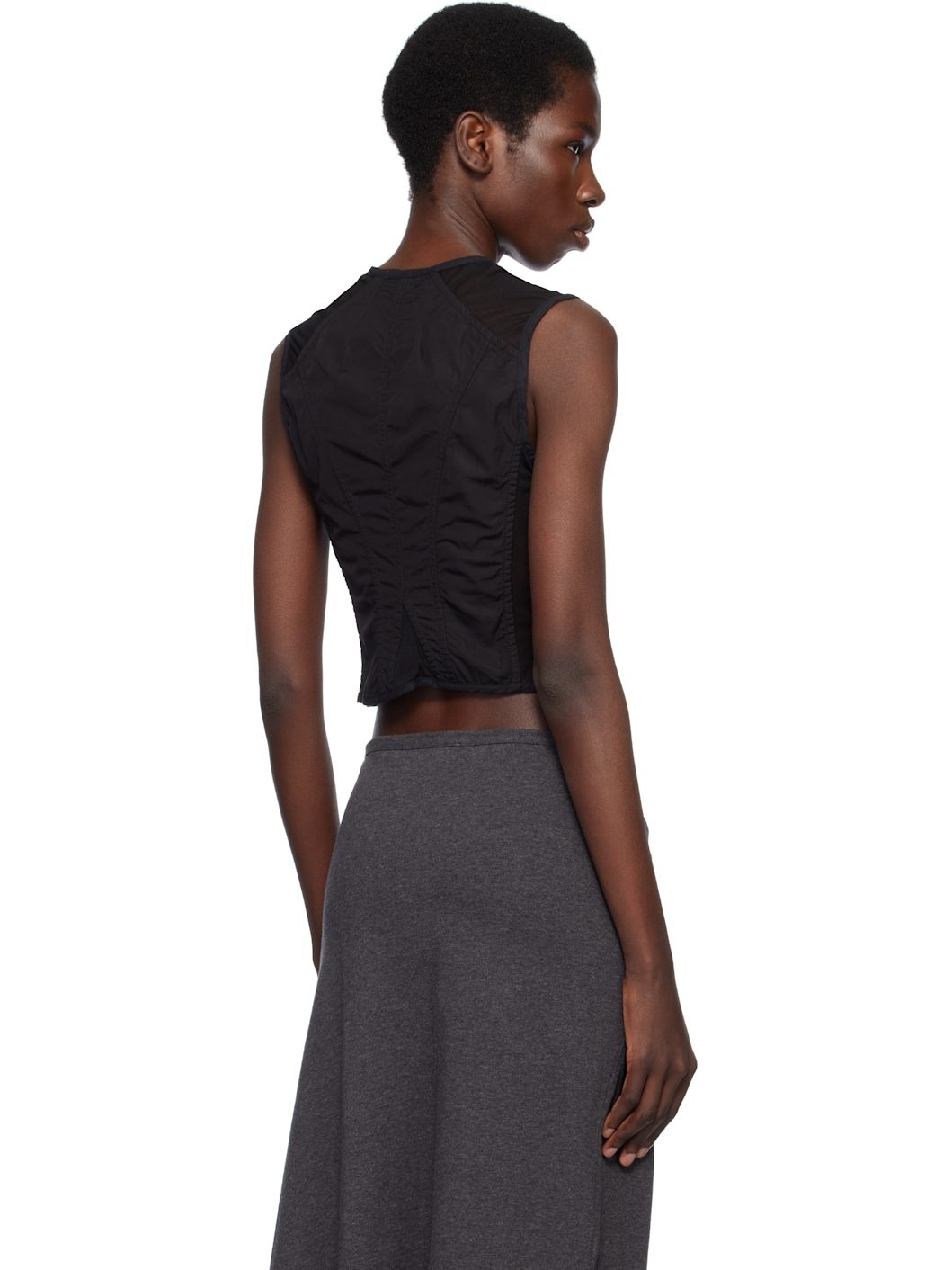 Black Poplin Corset Vest - 3