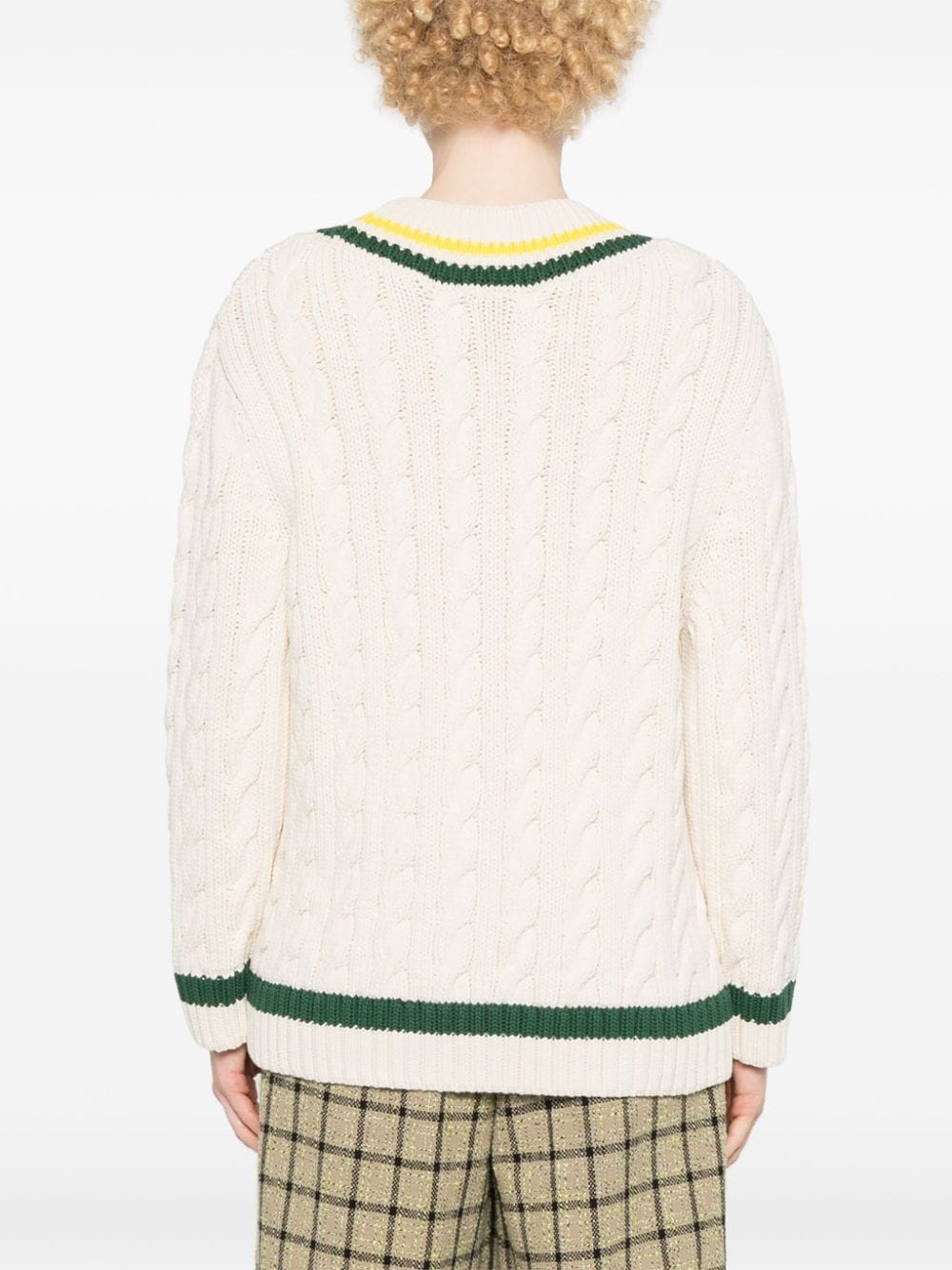 V-neck cable-knit jumper - 4