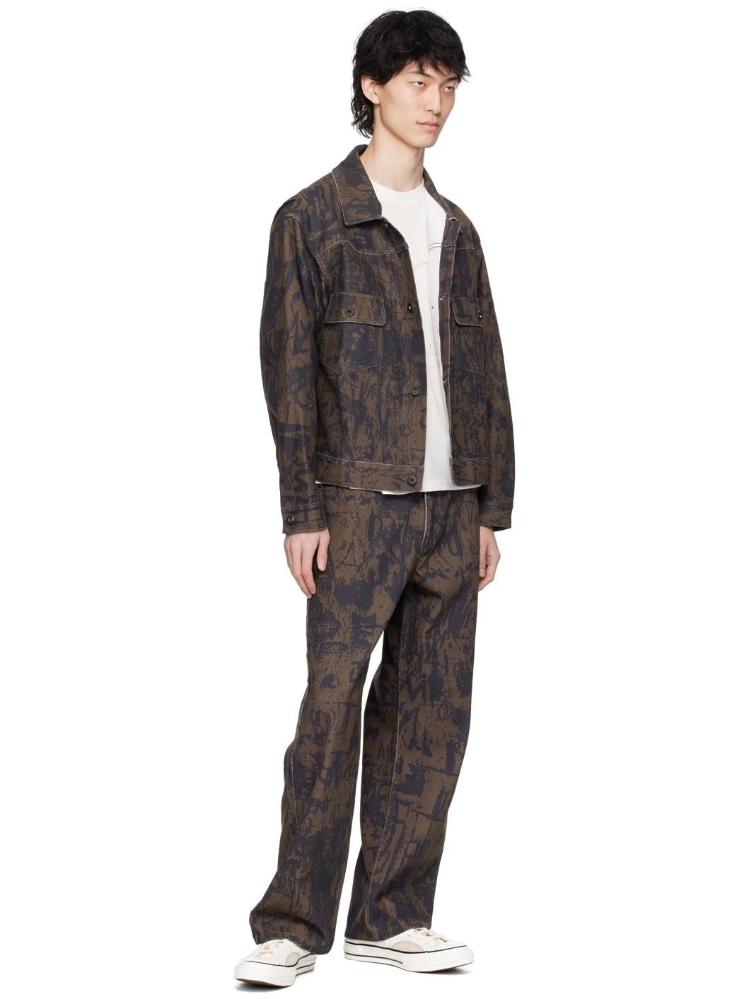 Brown Printed Denim Jacket - 4