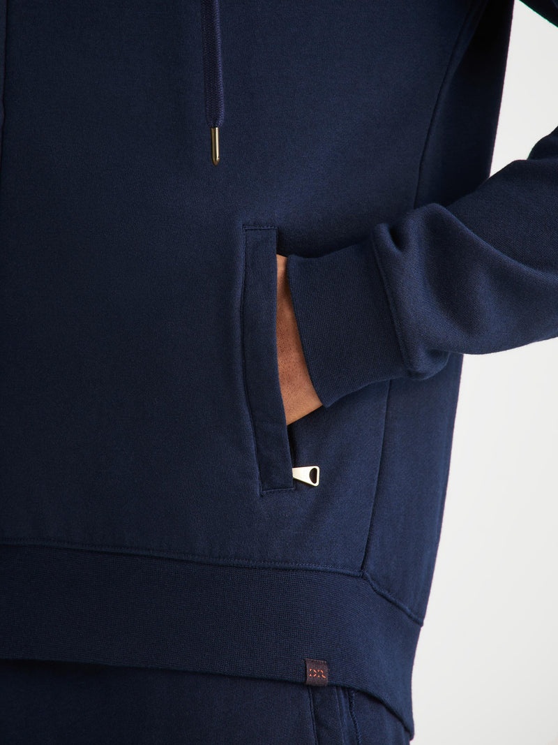 Men's Hoodie Quinn Cotton Modal Navy - 7