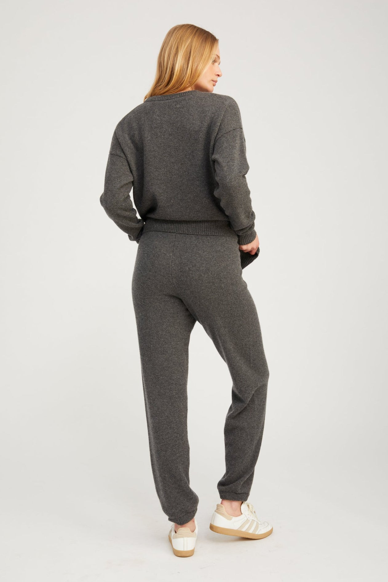 GREY CASHMERE HEART LOGO SWEATPANTS - 4