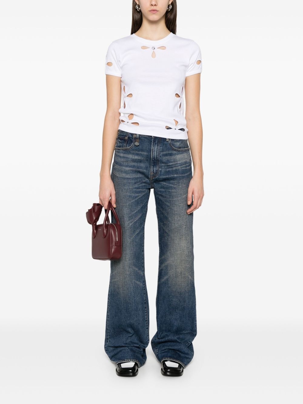 petal-embroidered T-shirt - 2