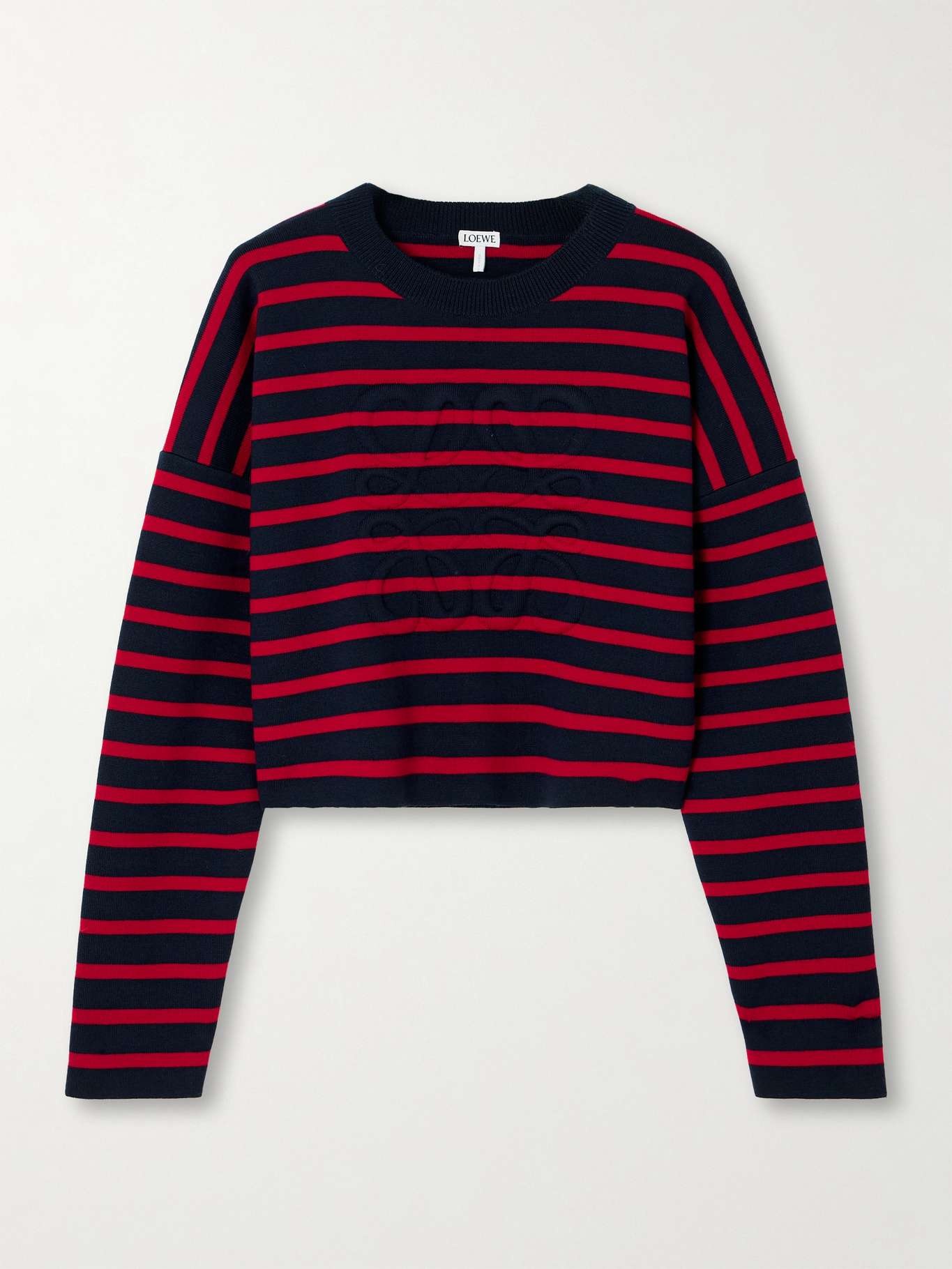 Cropped oversized striped jacquard-knit wool-blend sweater - 1