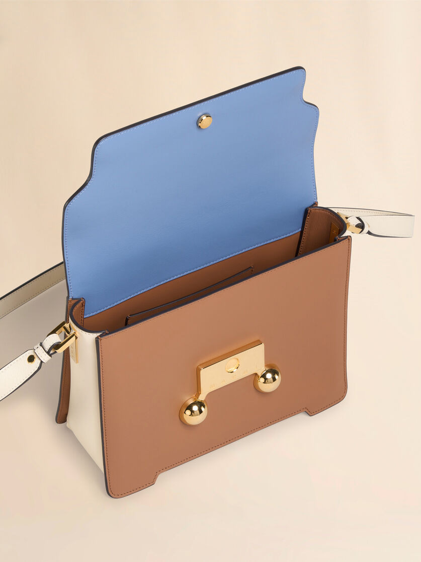 LIGHT BLUE, LIGHT BROWN E WHITE LEATHER TRUNKAROO MEDIUM SHOULDER BAG - 3