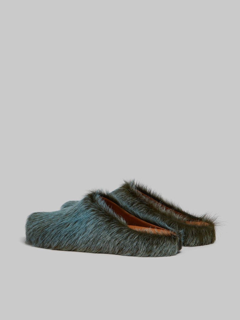 Marni BLUE-GREY LONG HAIR CALFSKIN FUSSBETT SABOT outlook