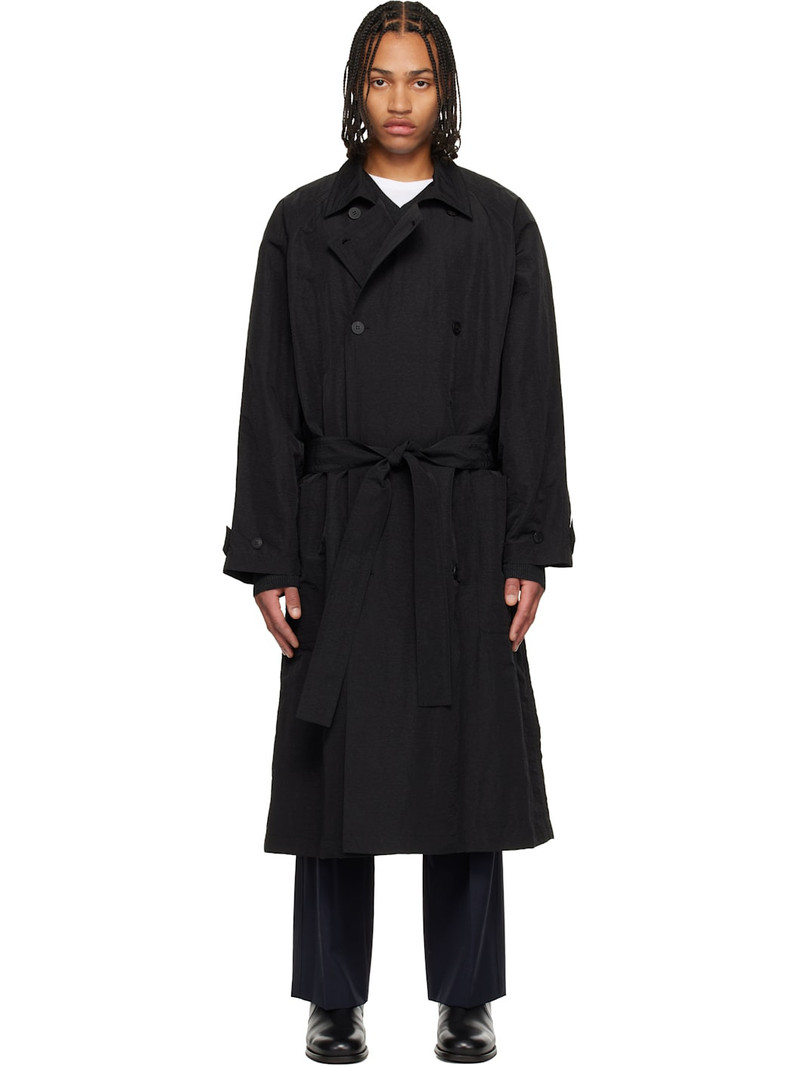 Black Crisp Raglan Trench Coat 1