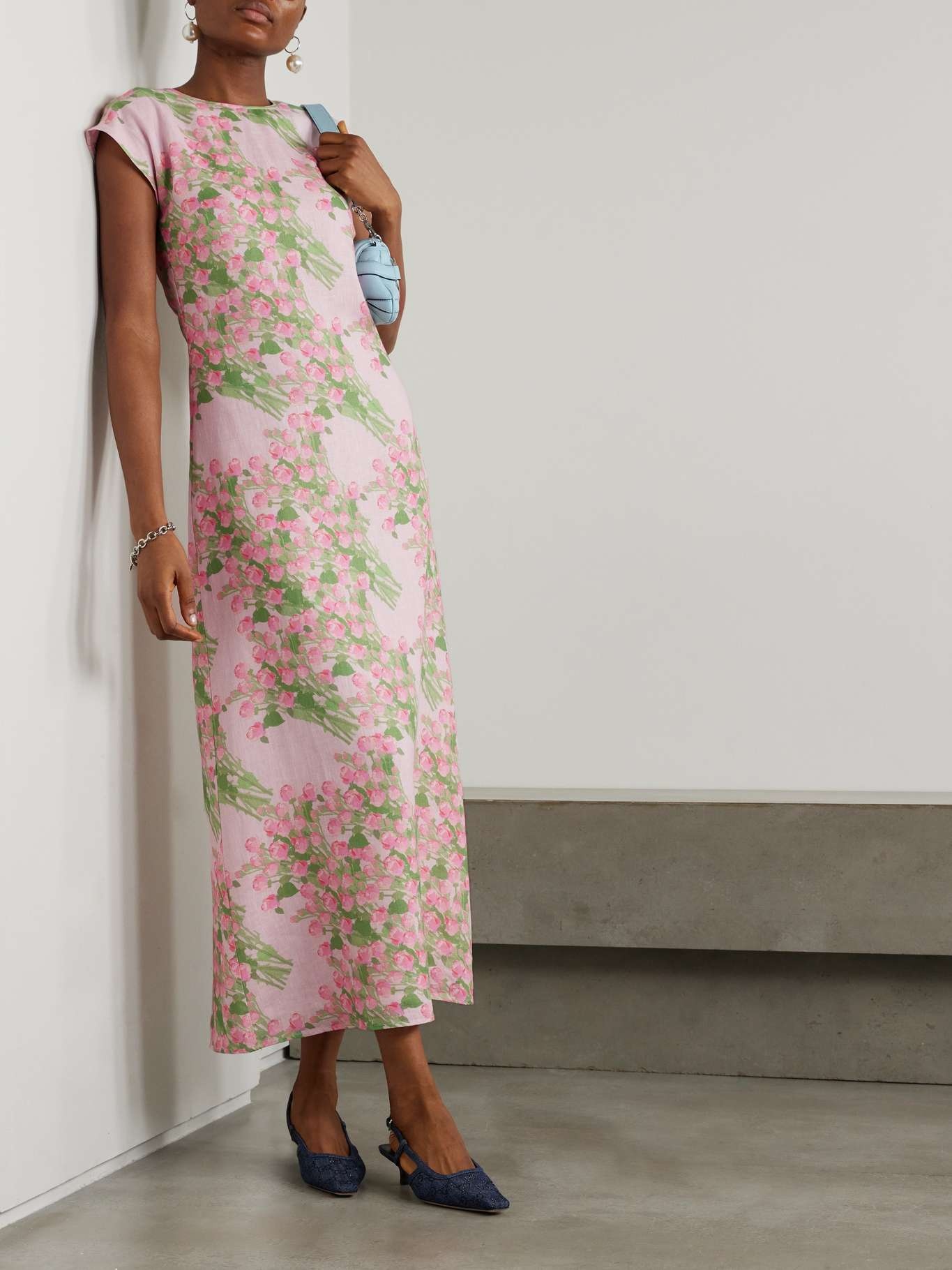 Anne open-back floral-print linen midi dress - 2