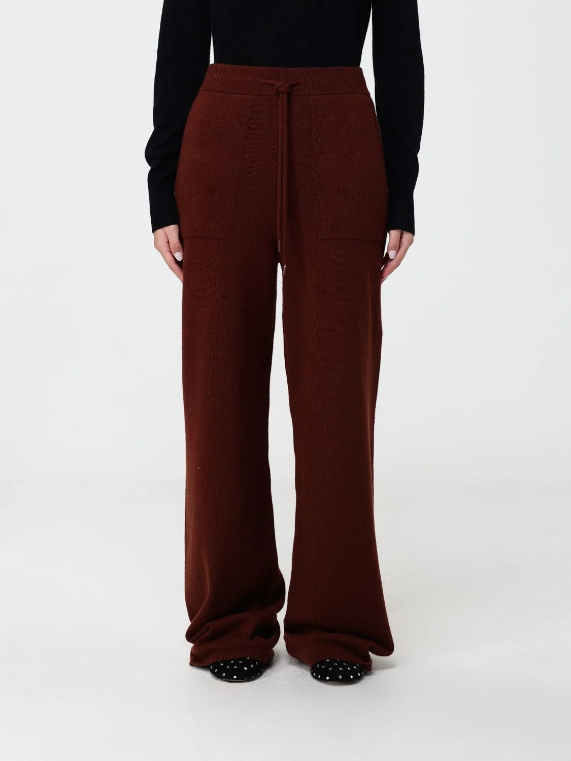 MAX MARA High-Waisted Pure Cashmere Knit Wide-Leg Trousers - 1