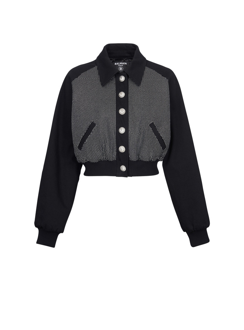 Cropped Balmain jacket with rhinestones 1
