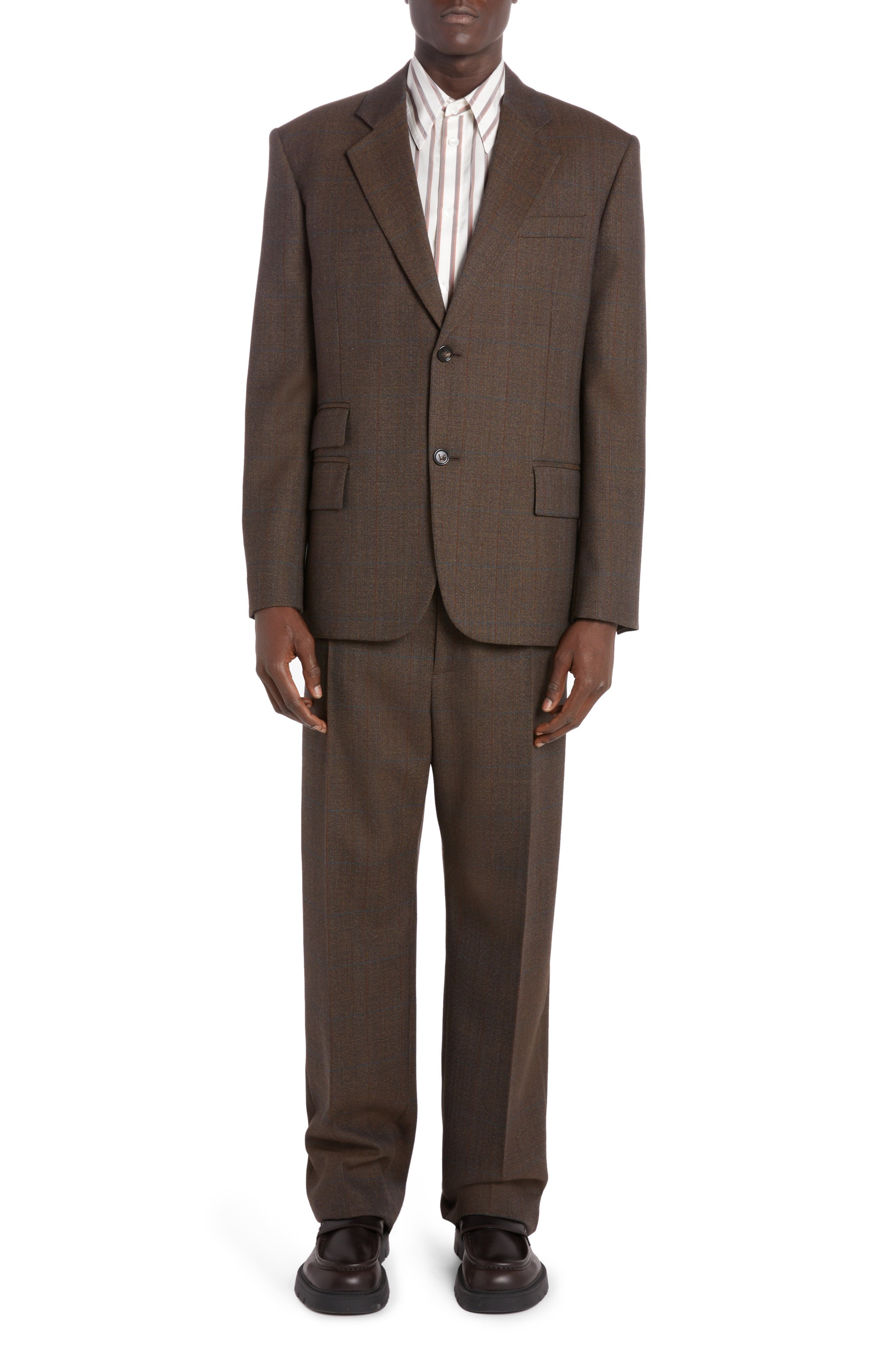 Bottega Veneta Prince of Wales Plaid Wool Sport Coat in 2172 Brown/Red/Blue at Nordstrom - 6