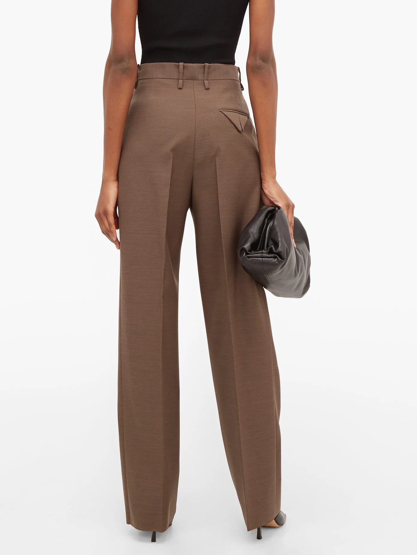 High-rise wool wide-leg trousers - 6