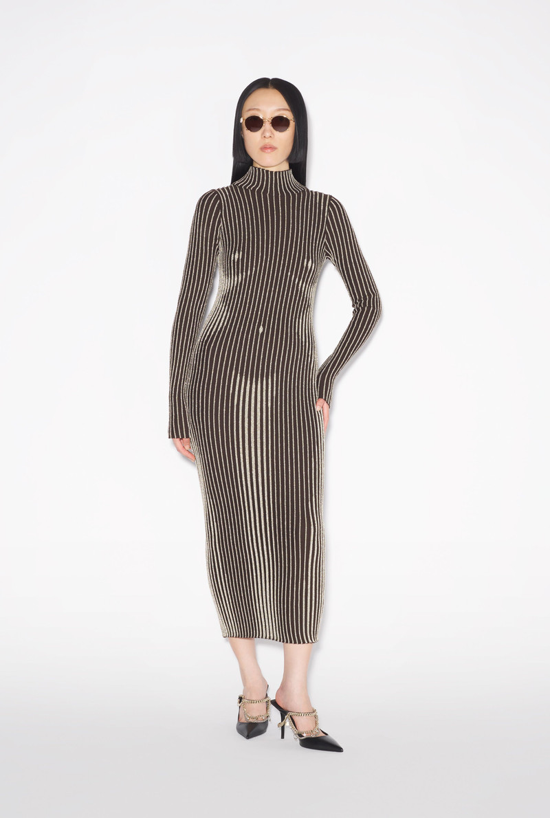 THE BROWN LUREX TROMPE L’OEIL DRESS 1