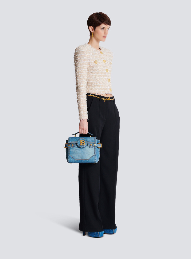Balmain B-Buzz 23 bag in denim print canvas outlook