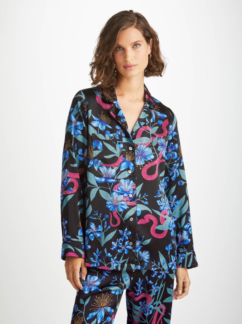 Women's Pajamas Brindisi 101 Silk Satin Black - 2