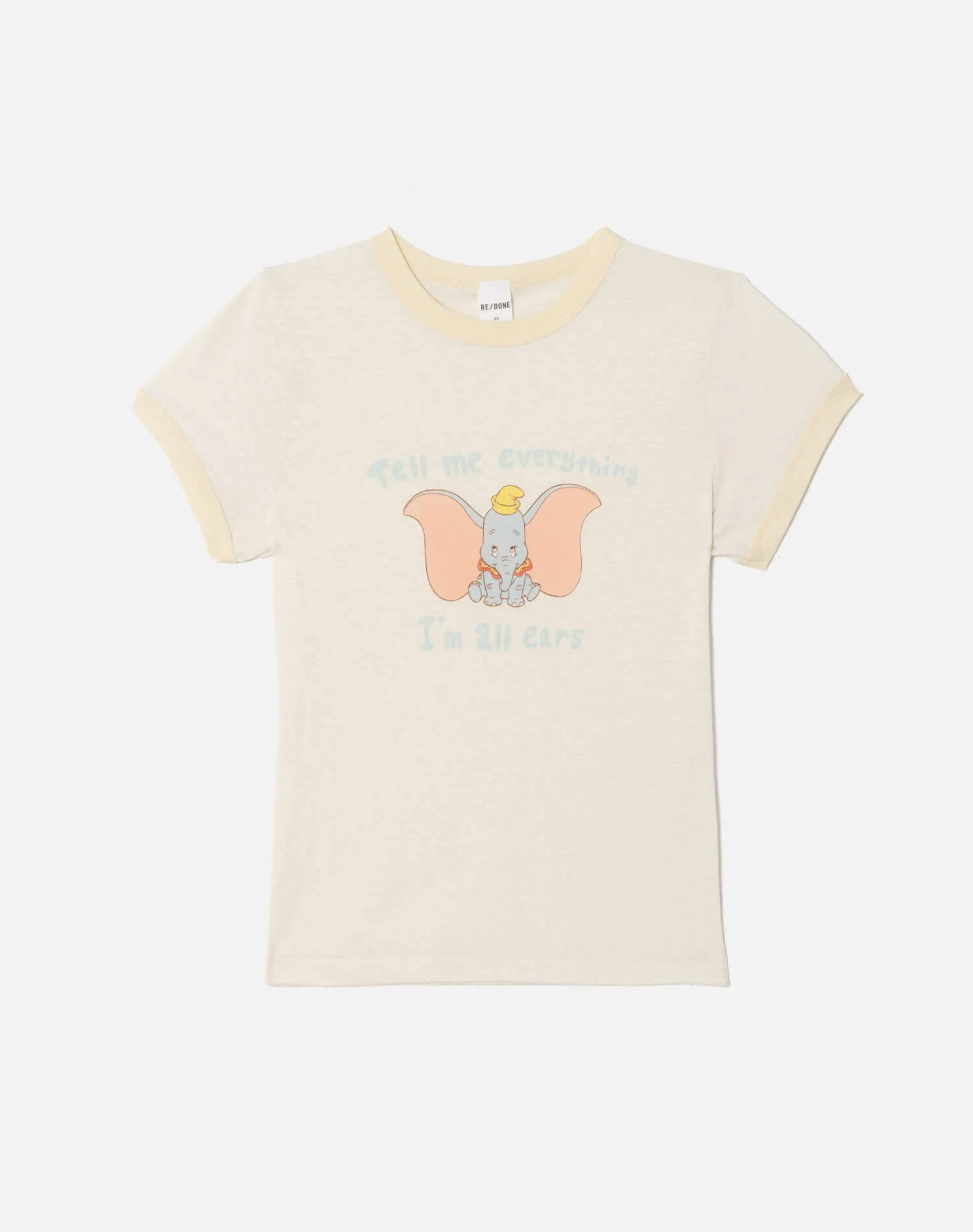 60s Slim Ringer "Dumbo" Tee - Vintage White With Shortbread - 1