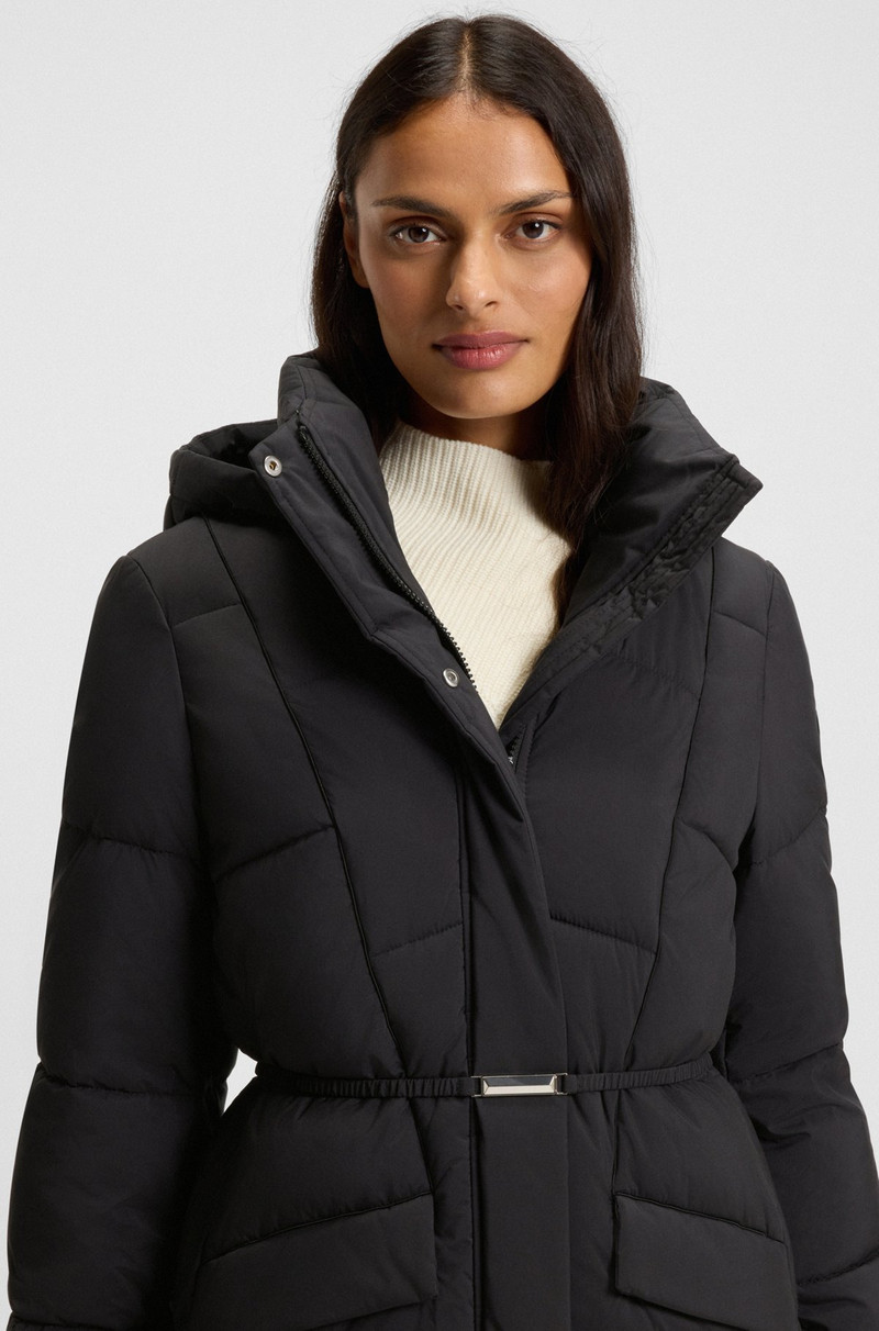 PADDED JACKET WITH METAL BELT DETAIL 5