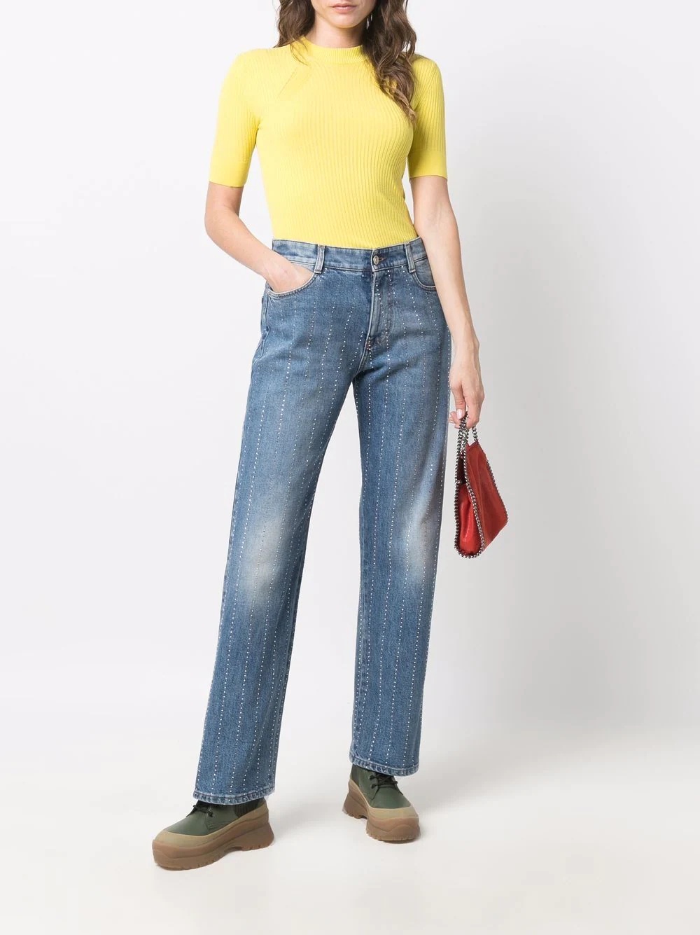 rhinestone-embellished straight-leg jeans - 2