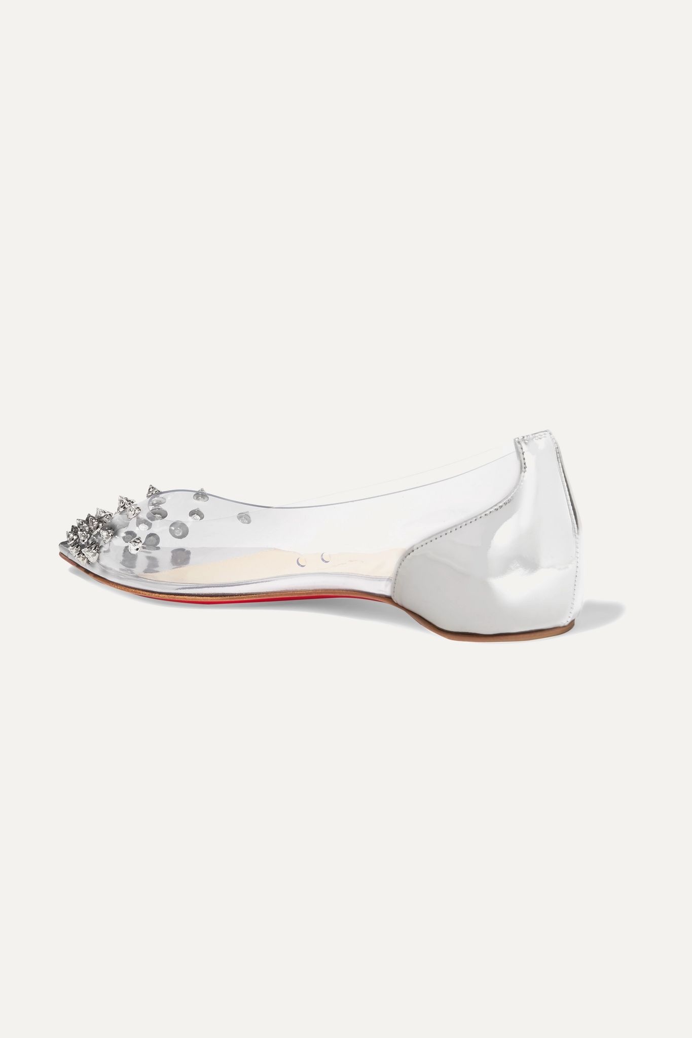 Collaclou spiked PVC and mirrored-leather point-toe flats - 4