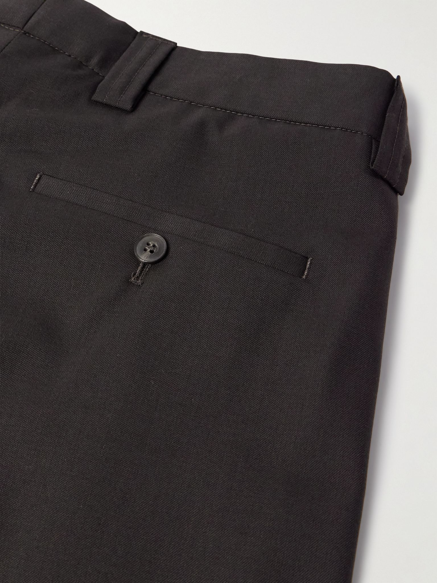 Classic Wide-Leg Pleated Wool-Twill Trousers Brown - 5