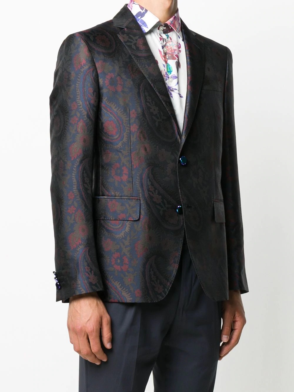 paisley single breasted jacket - 3