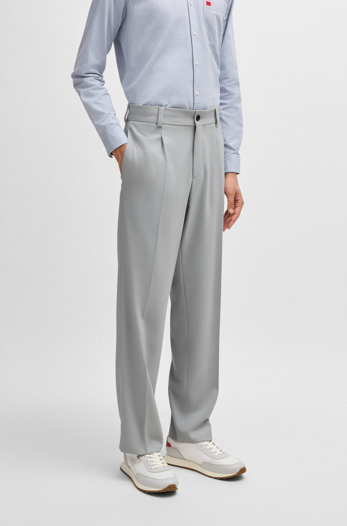 MODERN-FIT TROUSERS IN STRETCH TWILL WITH FRONT CREASE - 2