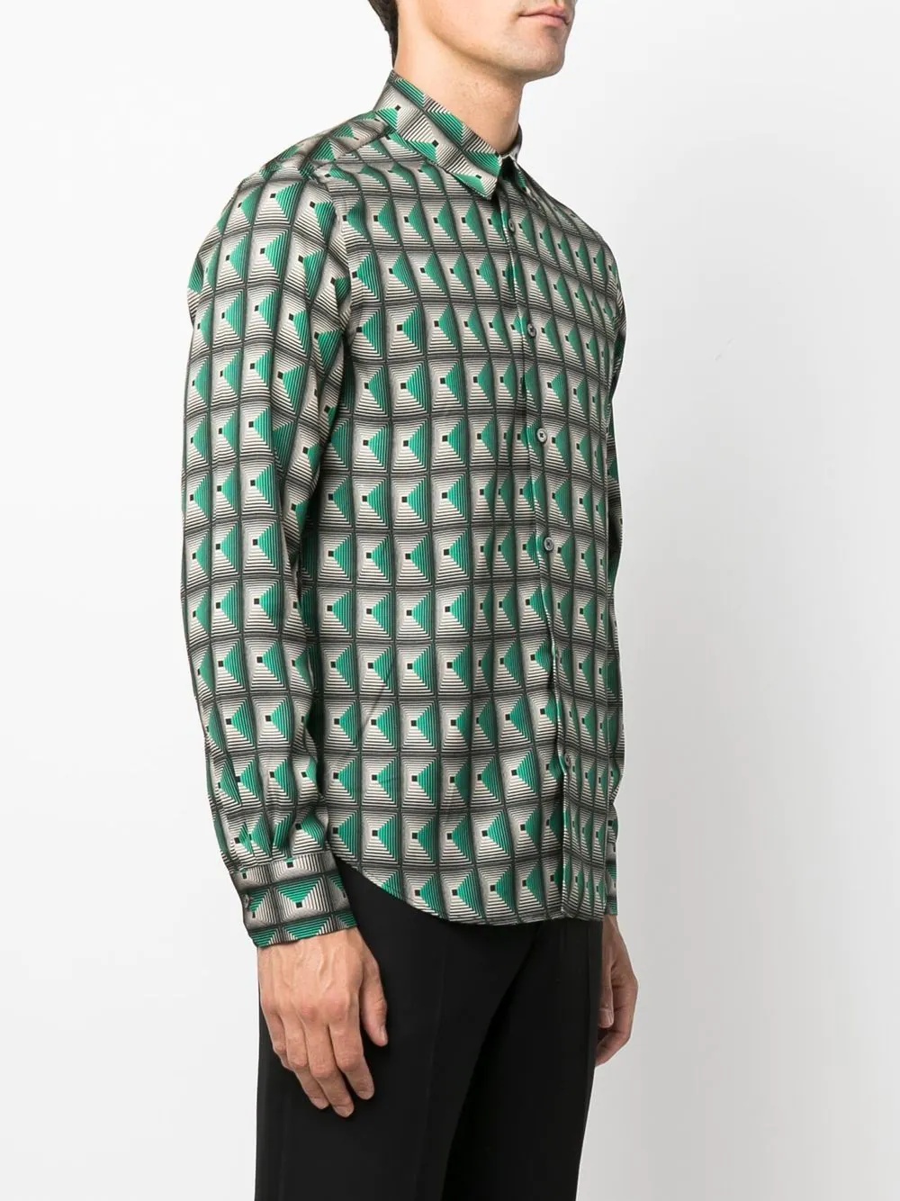 geometric-print lyocell shirt - 3