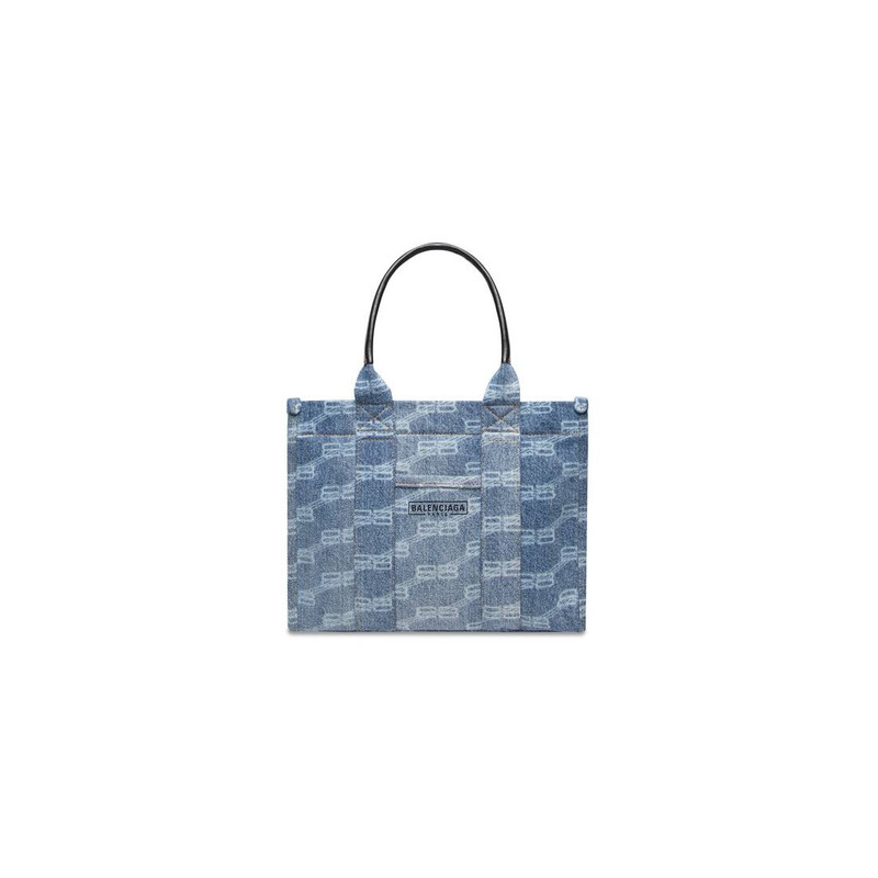 Women's Hardware Small Tote Bag With Strap Bb Monogram Bleached Denim  in Blue 1