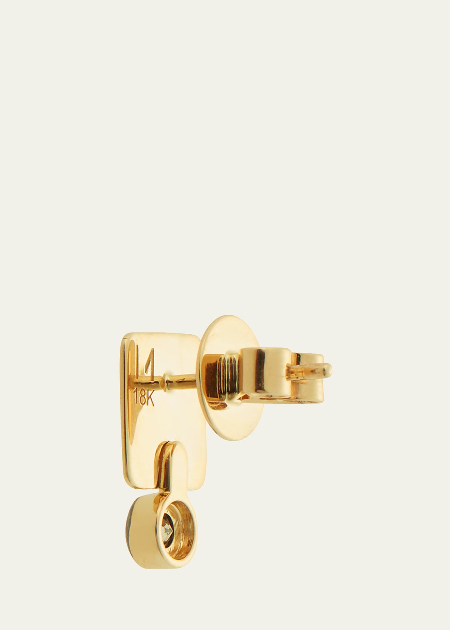 18K Yellow Gold Large Tile Stud Earrings with Floating Champagne Diamonds - 3