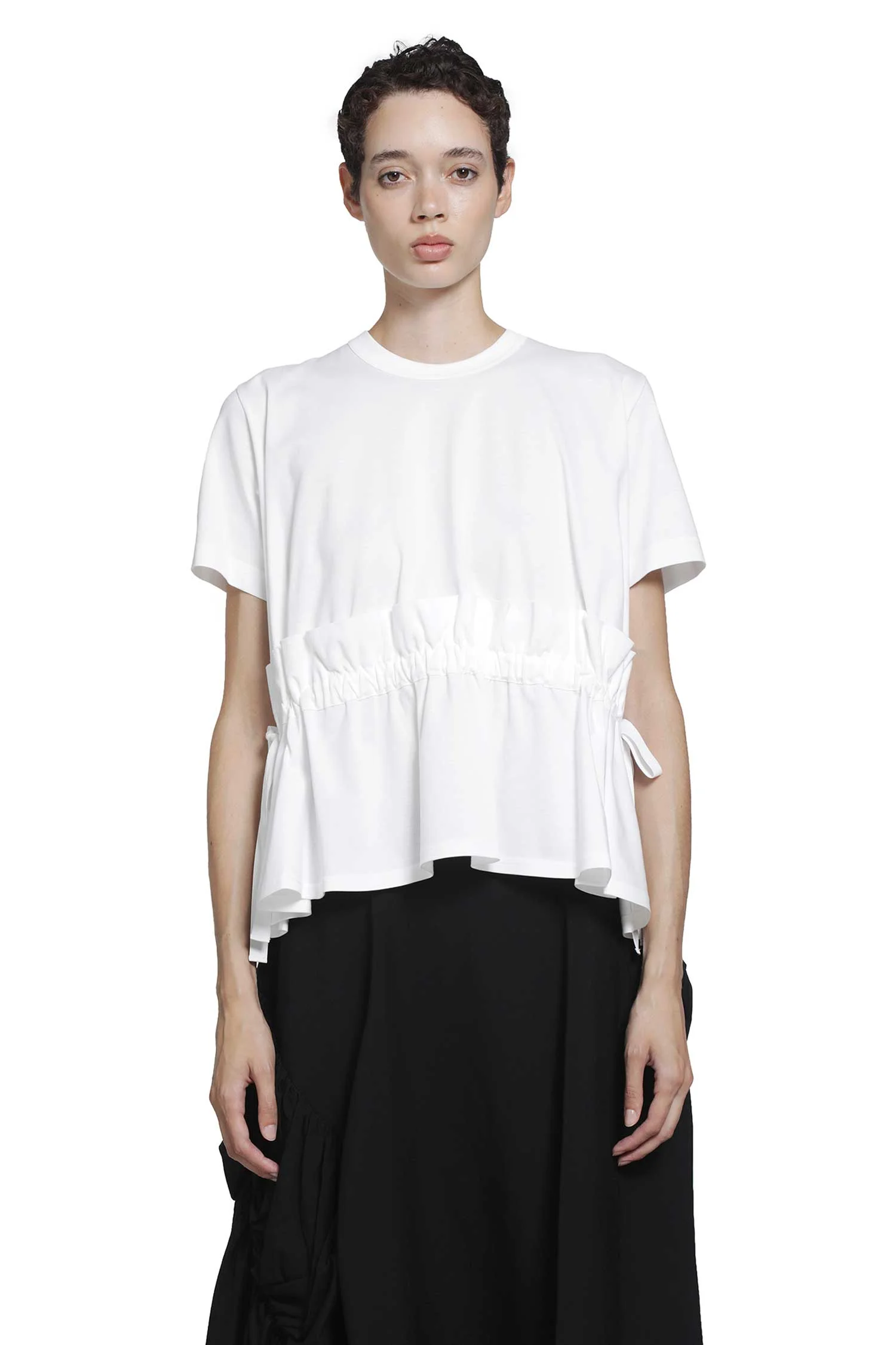 Gathered Cotton T-shirt - 1
