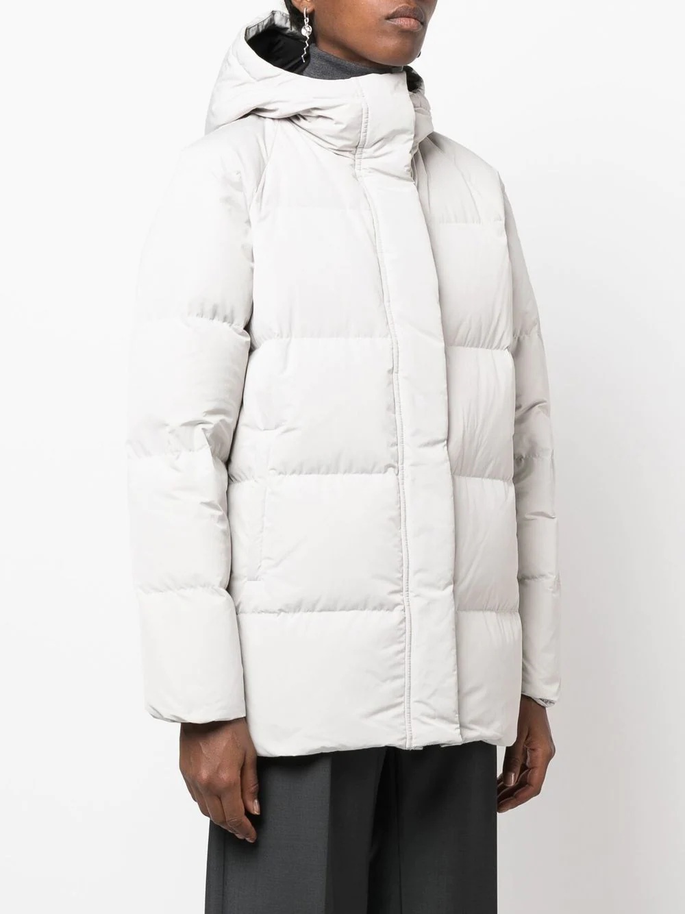 quilted-finish hooded coat - 3