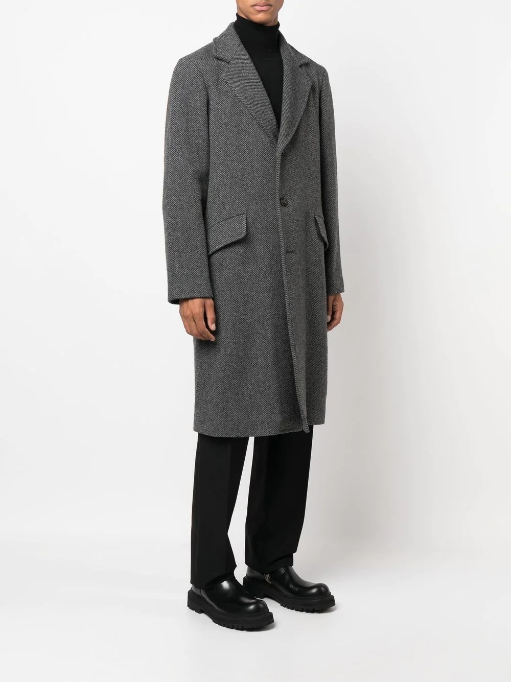 single-breasted wool coat - 3