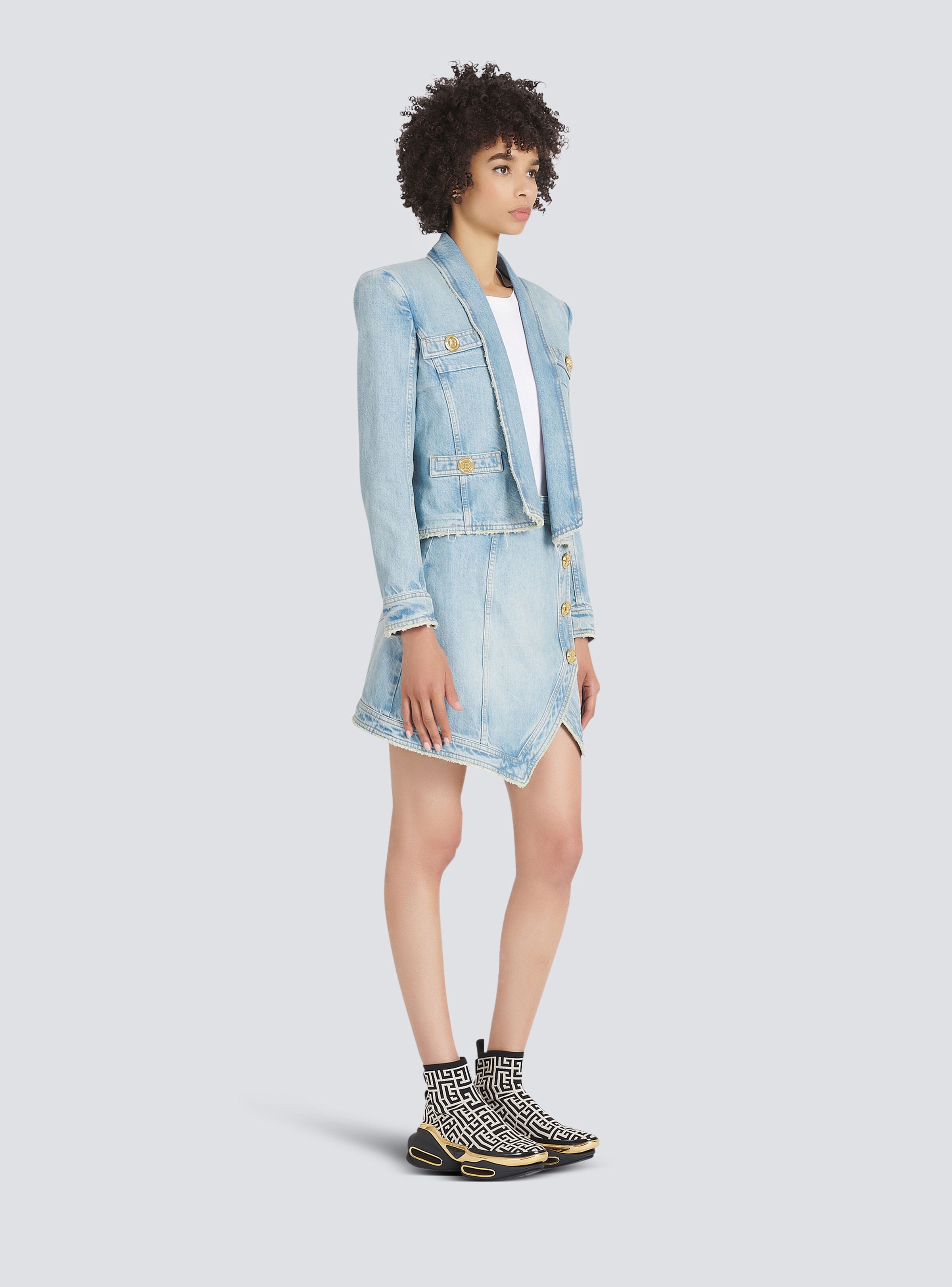 Denim spencer with buttons - 3