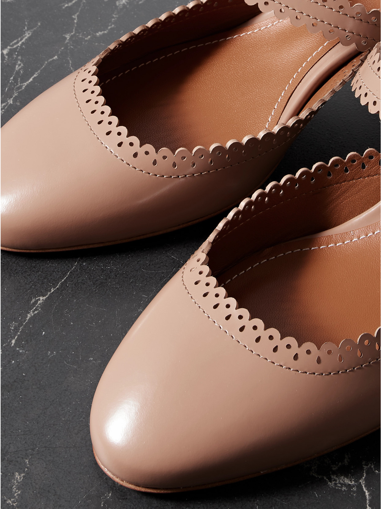 Eddie Scalloped Leather Mary Jane Pumps - 4