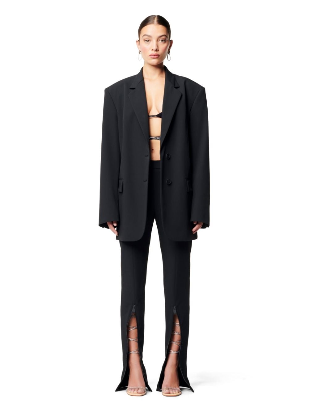 Back Cutout Gabardine Blazer - 2