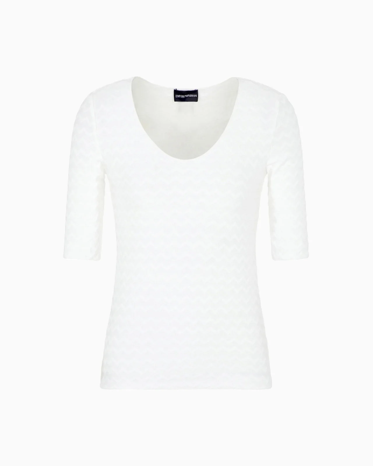 TWO-WAY STRETCH JACQUARD MOTIF NYLON-JERSEY V-NECK JUMPER - 1