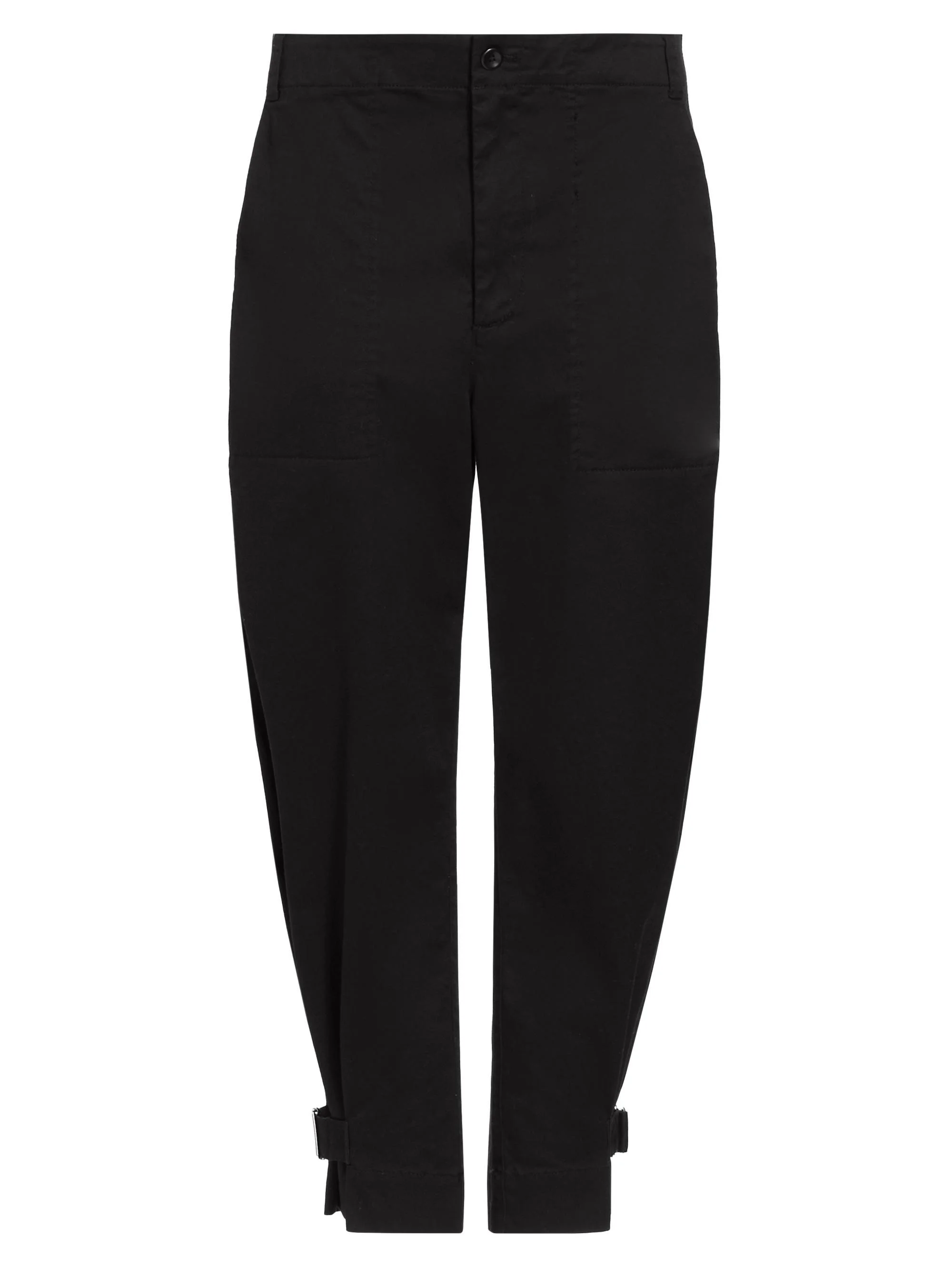 Women's Cotton Twill Tapered Crop Pants - Black - 1