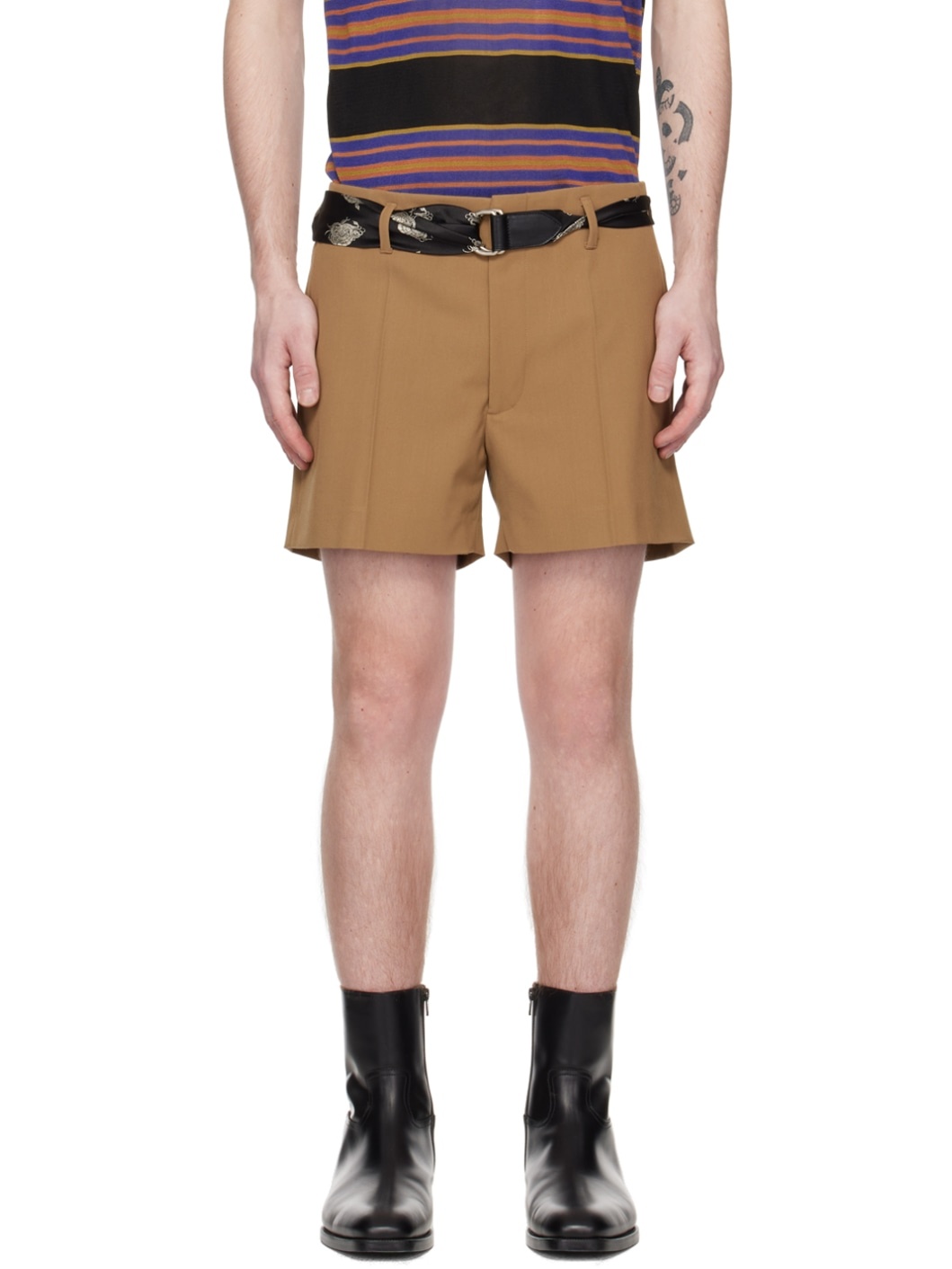 Brown Creased Shorts - 1