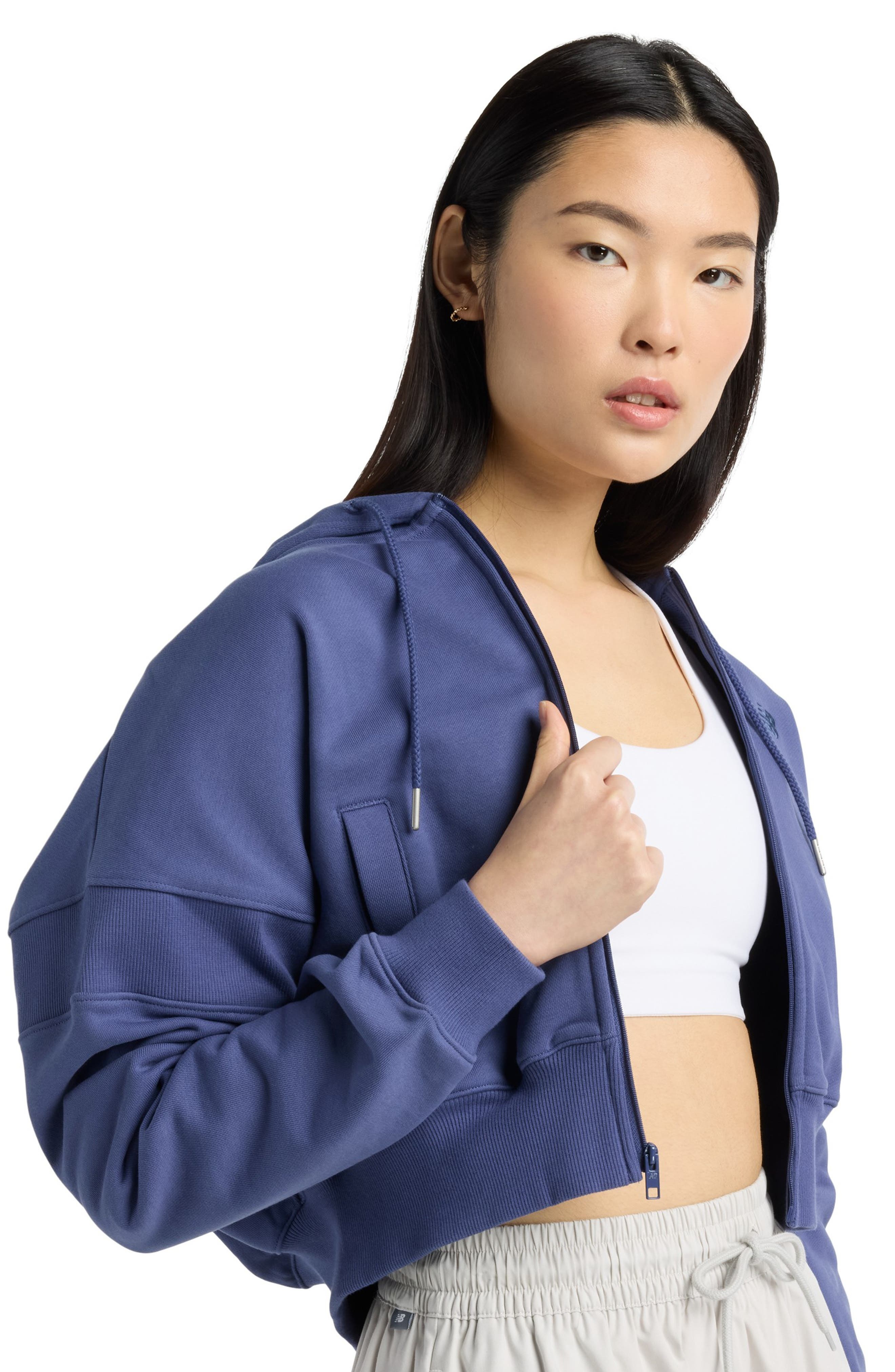 New Balance French Terry Crop Zip Hoodie in Dream State at Nordstrom - 9