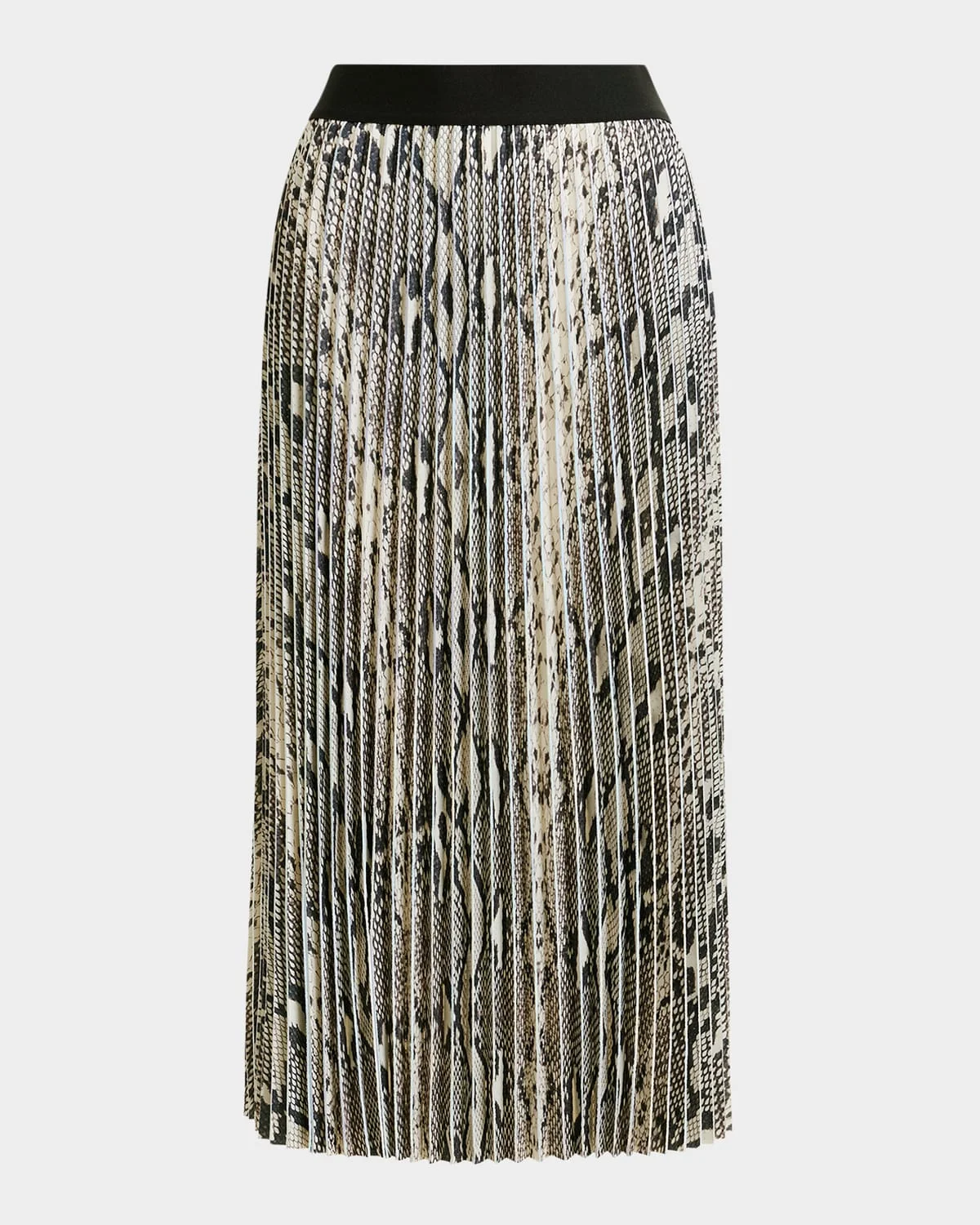 Indira Snake-Printed Pleated Midi Skirt - 1