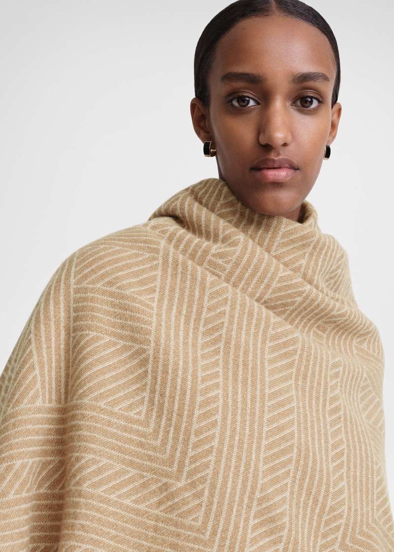 Striped monogram wool scarf biscuit 4